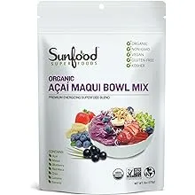 Sunfood Superfoods Acai Powder Smoothie Mix for Maqui Berry Acai Bowls, Gluten Free, Vegan & Low Calorie Healthy Snack with 100% Natural Organic Ingredients, No Added Sugar, 6 oz Bag, 11 Servings