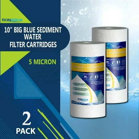 Sediment Water Filter Cartridge by Ronaqua 10"x 2.5", Four Layers of Filtration, Removes Sand, Dirt, Silt, Rust, made from Polypropylene (6 Pack, 1 Micron)