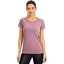 CRZ Yoga Seamless Workout Shirts for Women Short Sleeve Sports Tees Quick Dry ...