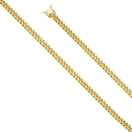 FB Jewels 14K Yellow Gold 5.7MM Hollow Miami Cuban W/Box Lock Chain Necklace With Lobster Claw Clasp - 24 Inches