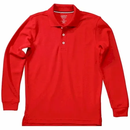 French Toast Boys Long Sleeve Pique Polo, Red