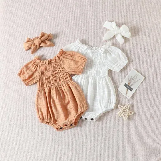 Baby Solid Cotton Linen Romper