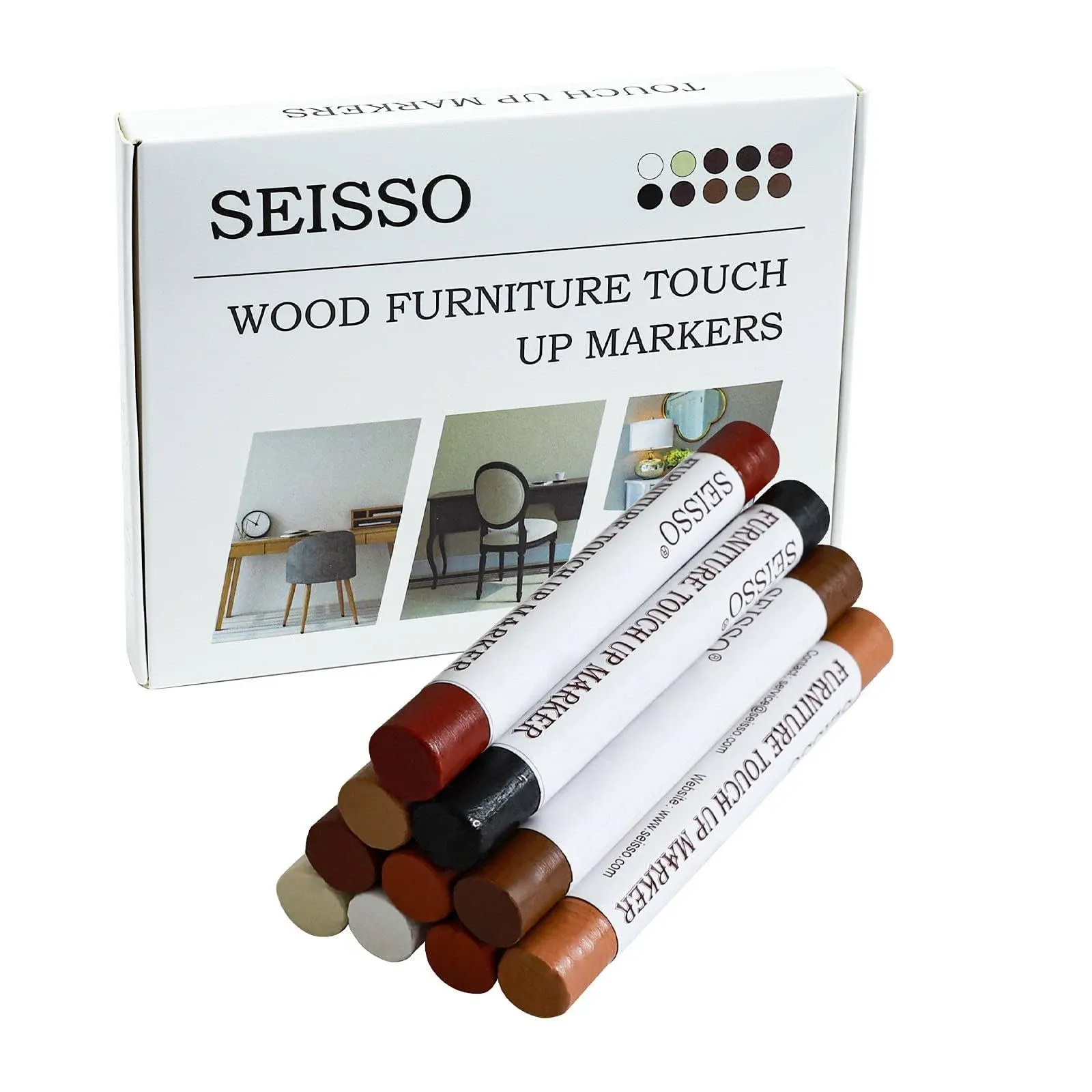 SEISSO Furniture Repair Wax Crayon, 10 Colors Wood Repair Kit, Premium Wood ...