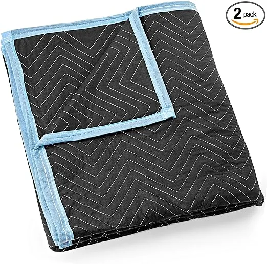 Sure-Max 2 Moving & Packing Blankets - Ultra Thick Pro - 80" x 72" (65 lb/dz Weight) - Professional Quilted Shipping Furniture Pads Black