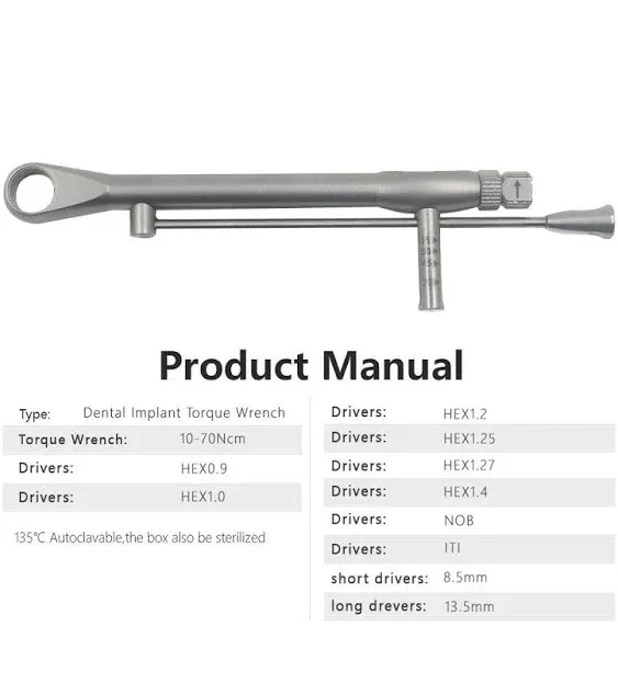 Dental Universal Implant Prosthetic Universal Wrench Kit 10-70ncm