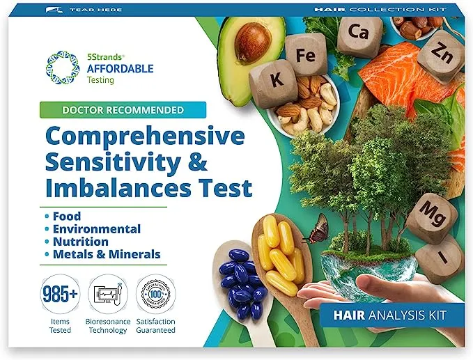 5Strands Food & Environmental Intolerances, Deficiency Test, 985 Items Tested, Includes 4 Tests - Food Intolerance, Environment Sensitivity, Nutrition & Metals Imbalance Test, Results in 7 Days