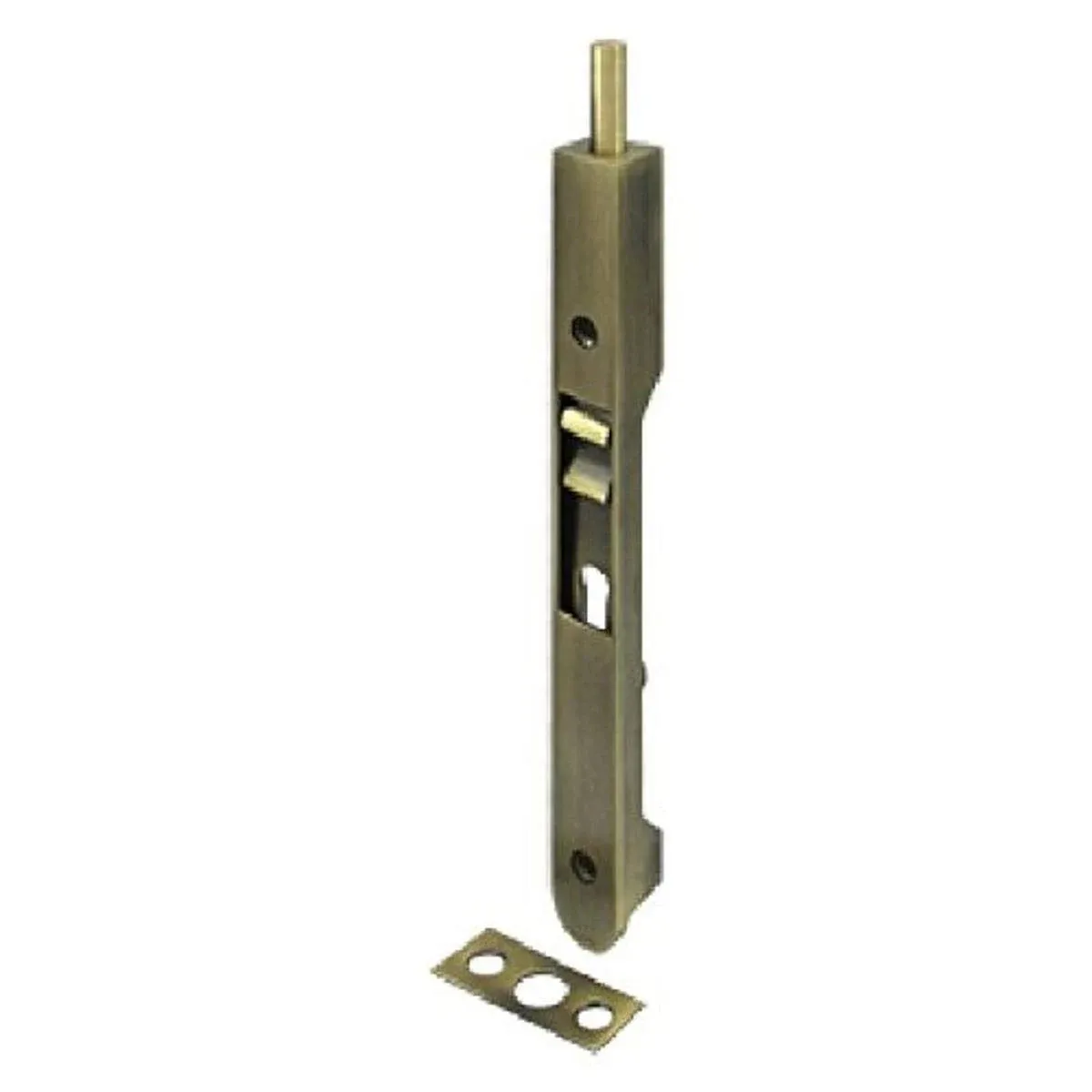 7 Inch Heavy Duty Flush Bolt, Solid Brass - Polished Brass