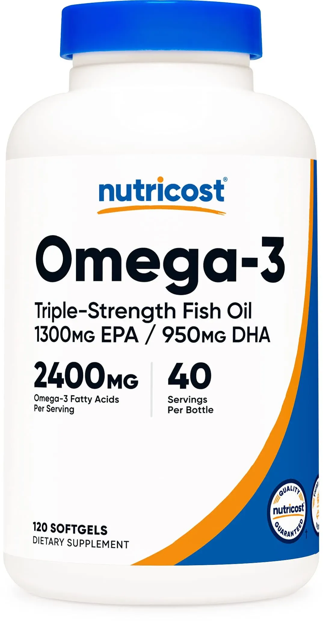 Nutricost Omega 3 Fish Oil - 2500MG, 120 Softgels (40 Serv) - Triple-Strength Fish Oil, Wild Caught! 1200mg EPA 910mg DHA - Non-GMO, Gluten Free