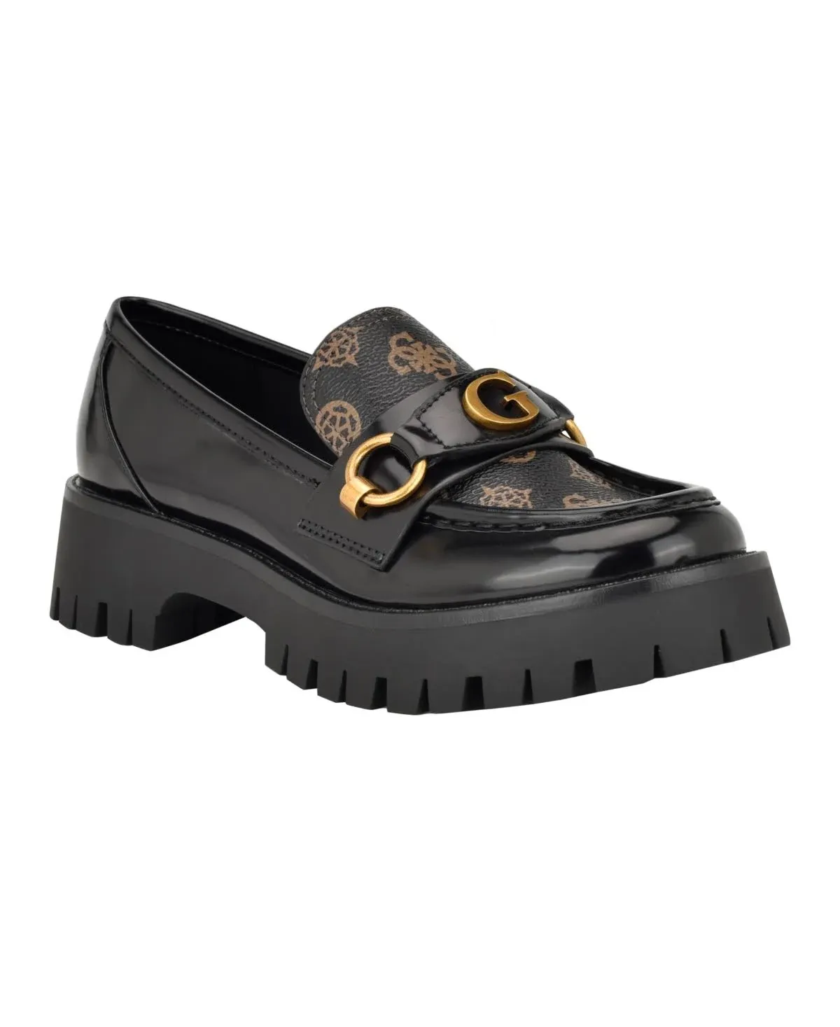 Guess Almost Platform Loafer in Black/Gold