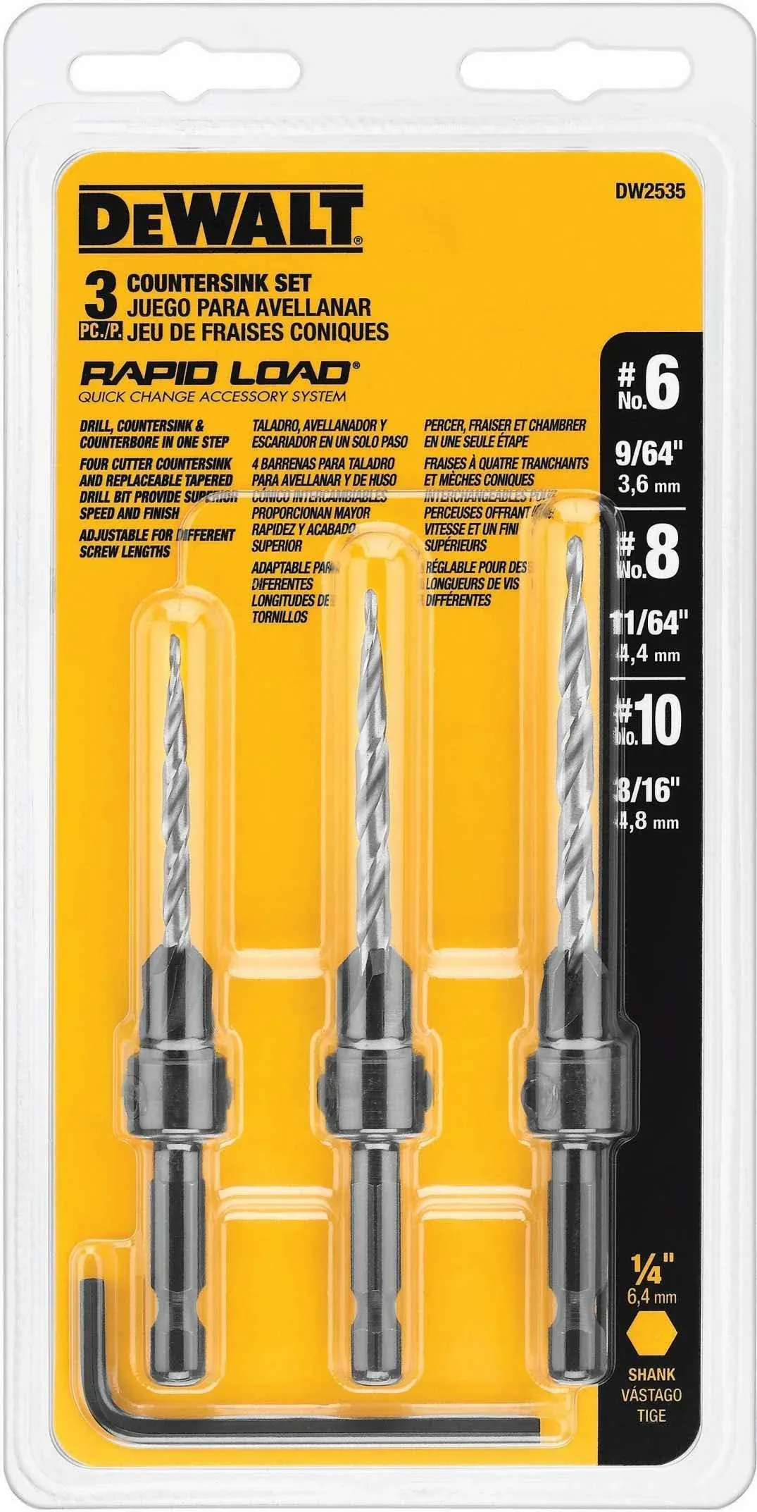 DeWalt DW2535 3 Piece Countersink Set