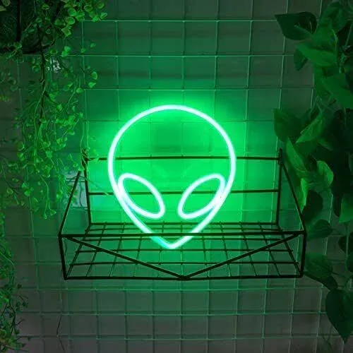 Alien Neon Sign,usb Or 3-aa Battery Powered Neon Light,led Table Green