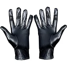 Skeleteen Metallic Black Costume Gloves - Shiny Black Superhero Evening Stretch Dress Glove Set for Men, Women and Kids