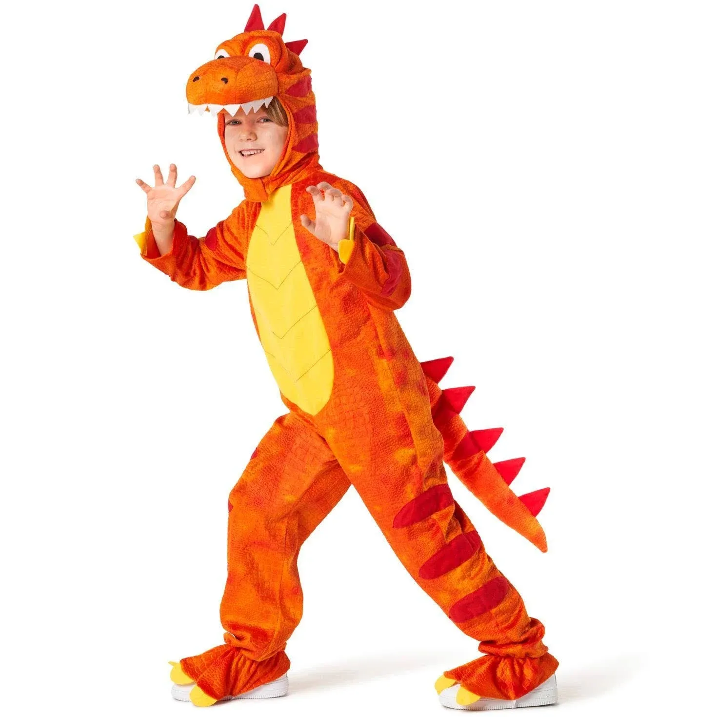 Kids Orange T Rex Costume Boys Girls Dinosaur Jumpsuit 3 - 9 yrs Dino Halloween  | eBay