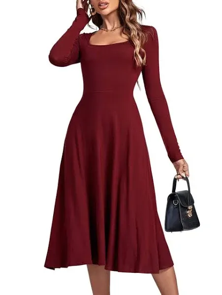 NWT DB Moon Women's Casual Long Sleeve Empire Waist Midi Dress, Size Large