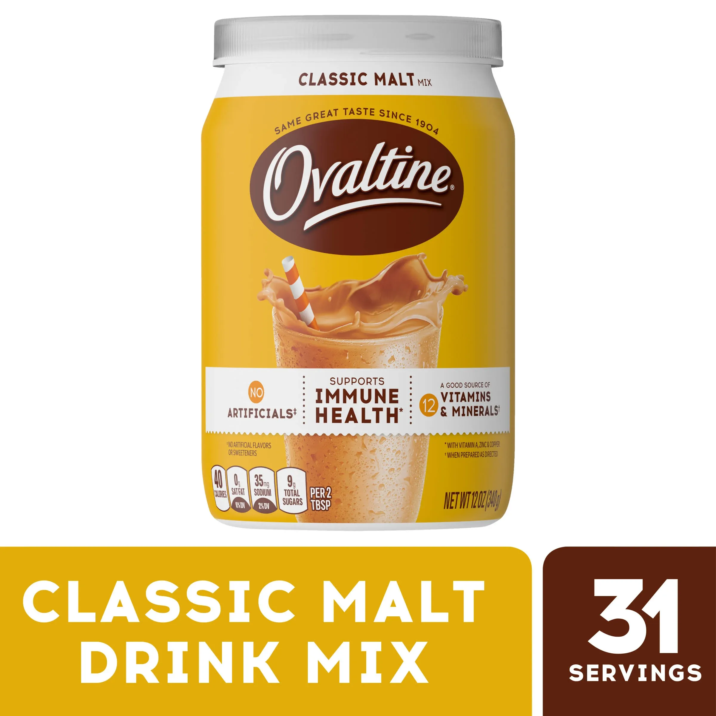 NOVARTIS OVALTINE Classic Milk Flavoring Malt 12 OzPack of 6