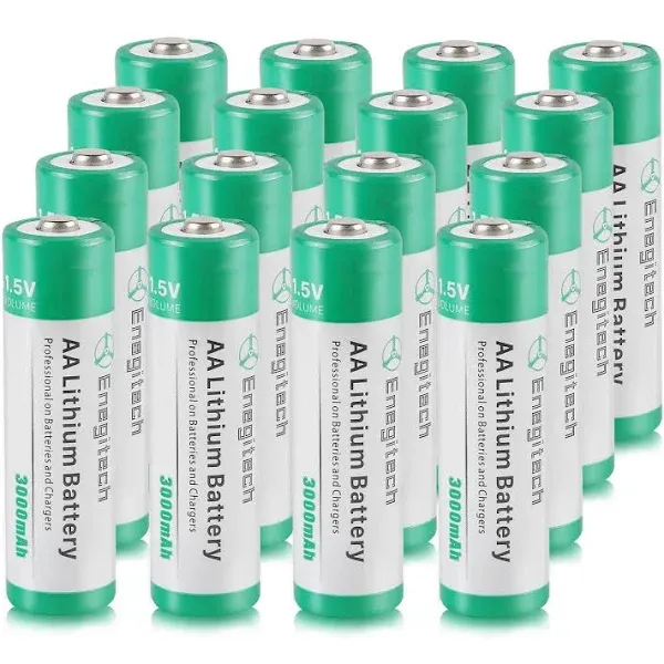 AA Lithium Battery 16 Pack, Enegitech 3000mAh 1.5V Double A Long-lasing... 