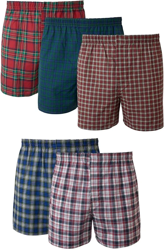 Hanes 5 Pack Boxer Mens Classics TAGLESS Comfort Flex Cotton Waistband Underwear