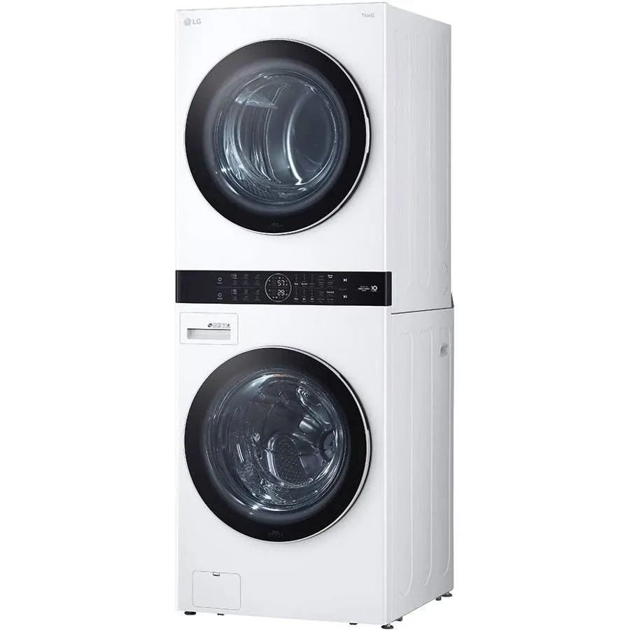 LG WKEX200HWA Single Unit WashTower with Center Control Front Load Washer & 7.4 Electric Dryer- ft - White 4.5 Cu