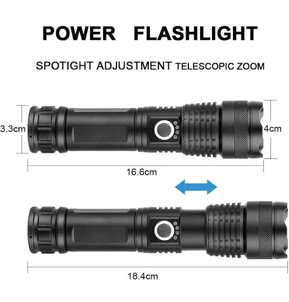 WdtPro Rechargeable Flashlights (Battery Included), LED Tactical Flashlight with ...