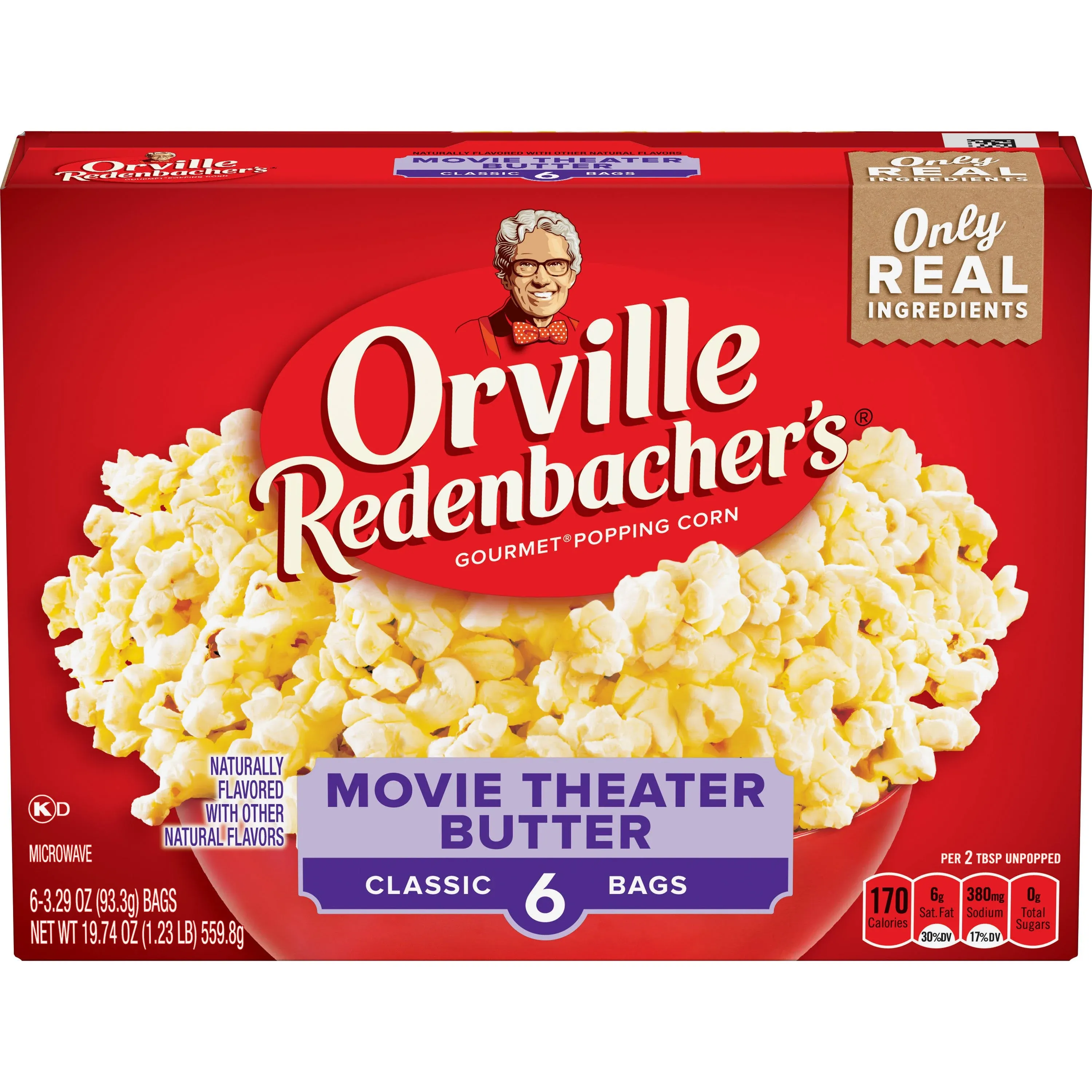 Orville Redenbachers Movie Theater Butter Flavored Microwave Popcorn, 19.74 Ounce -- 6 per case