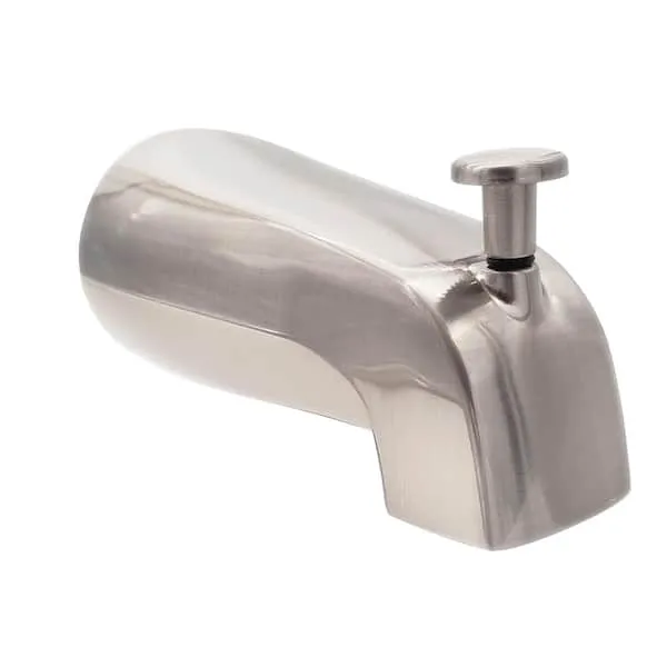 Westbrass E531D-1F-07 5-1/4" Reach Wall Mount Tub Spout with Front Diverter, Satin Nickel