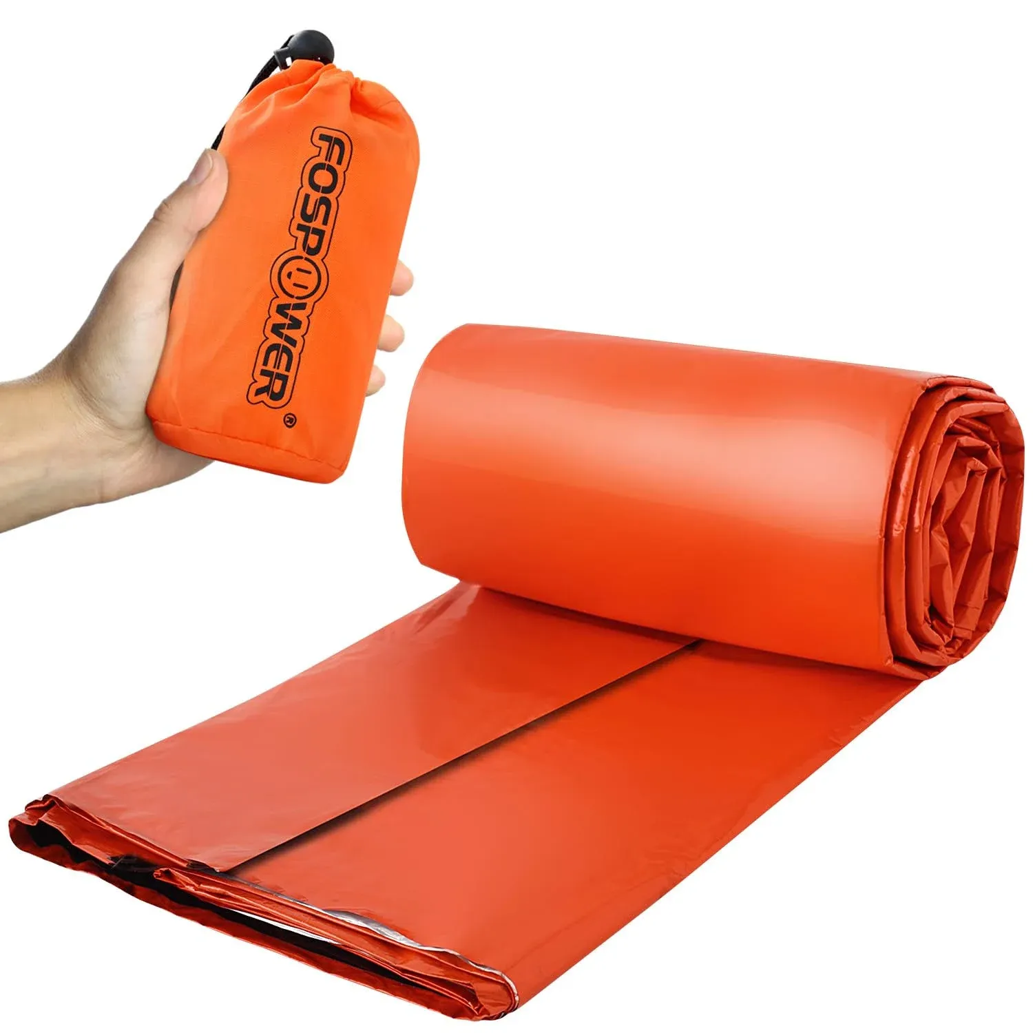 FosPower Emergency Sleeping Bag, Tough and Durable Mylar Thermal Sack with Survival Whistle for Survival Kits