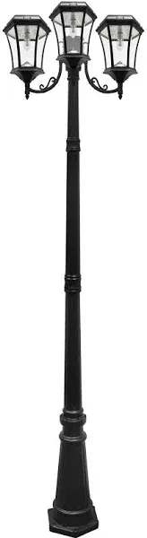 Gama Sonic Victorian GS-Solar Triple Lamp Post, Black