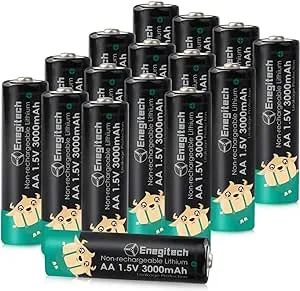 Enegitech AA Lithium Batteries, 3000mAh 1.5V Double A Battery 10 Year Shelf Life 16 Pack for Blink Camera Flashlight Solar Light Remote Control