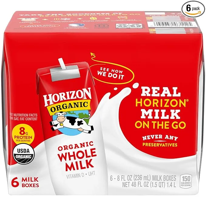 Horizon Organic Milk, Organic, Whole 6 ea