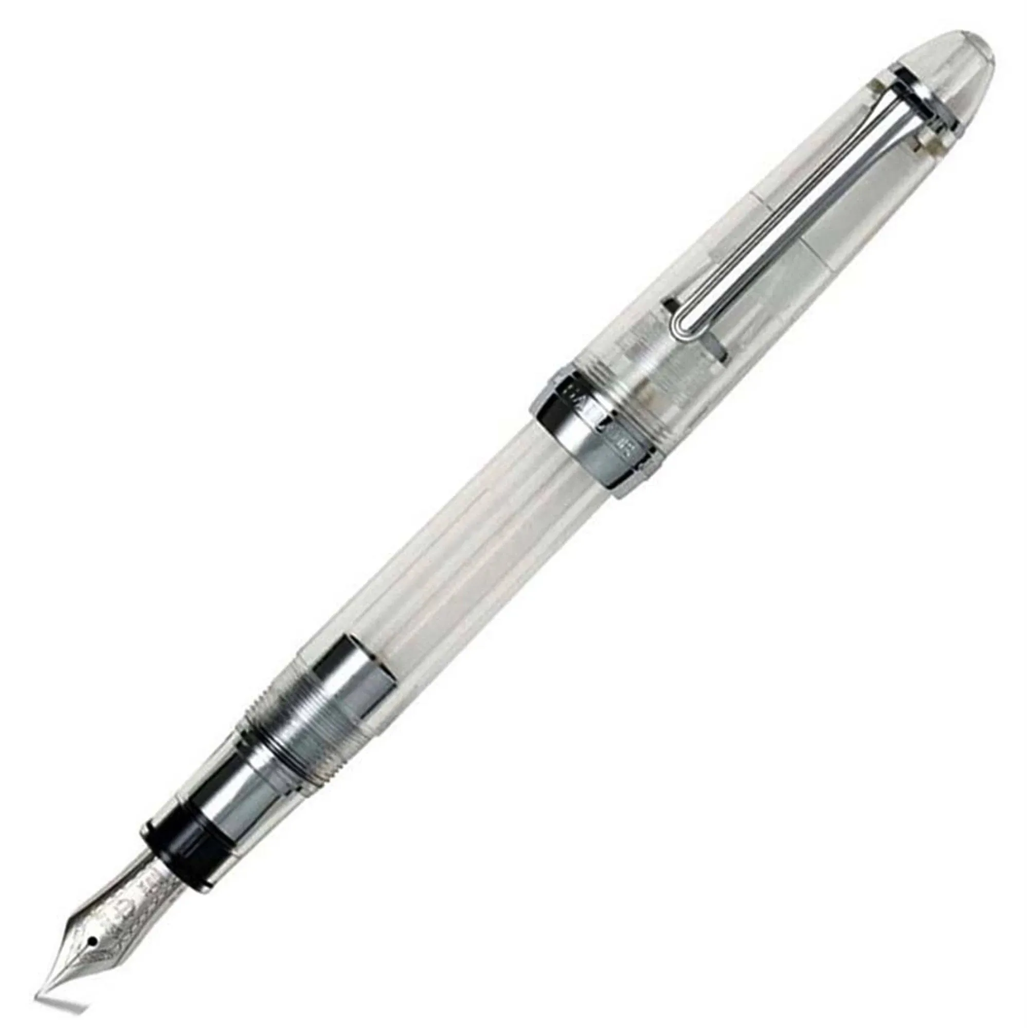 Sailor 1911 Large Fountain Pen Demonstrator with Silver Trim - Broad