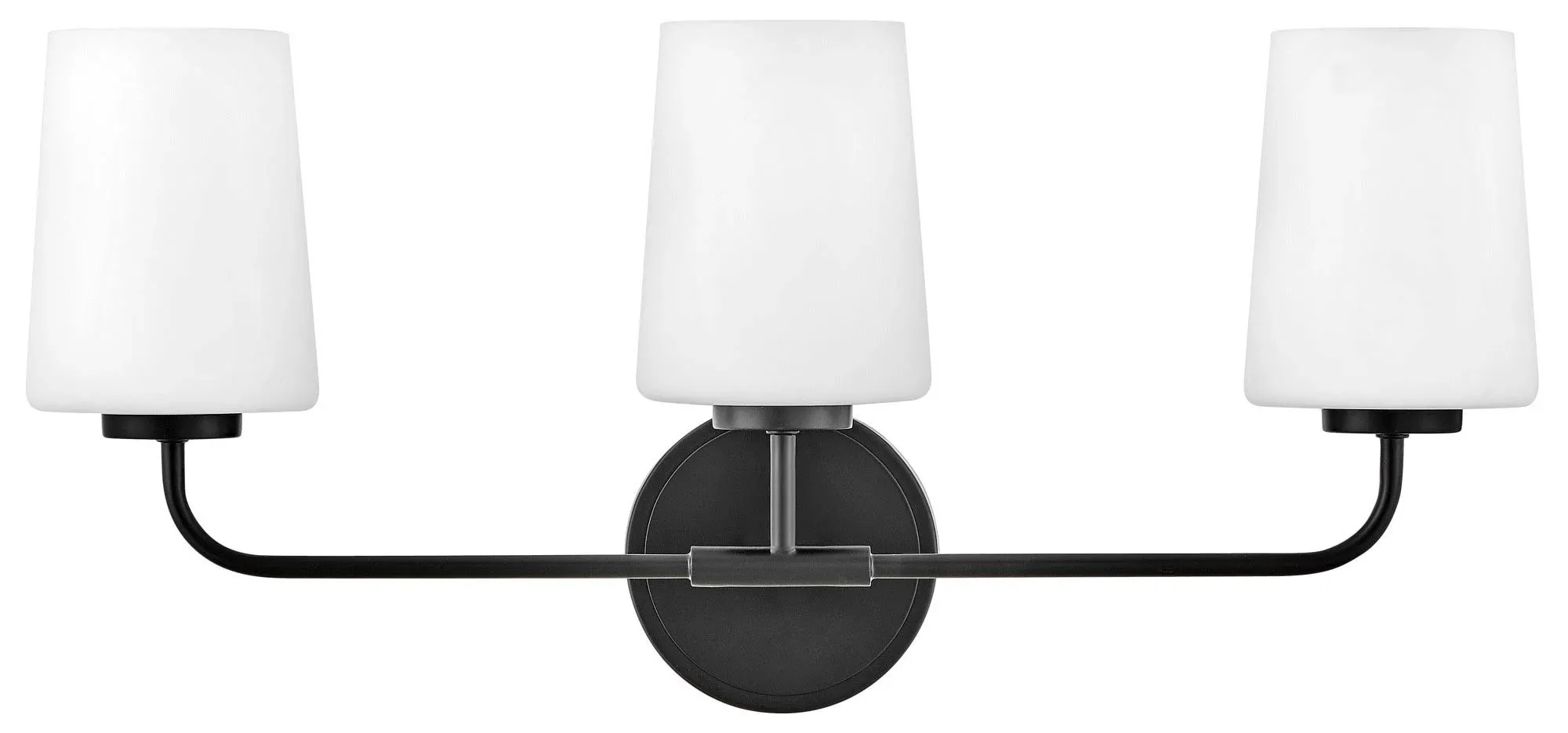 Lark Kline 3 Light 24 inch Bath Vanity Light in Black with Etched Opal White Glass 853453BK