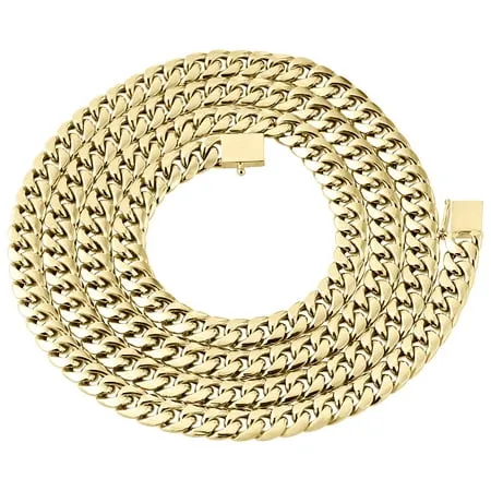 10K Yellow Gold Semi Hollow Miami Cuban Chain Box Clasp 6mm Necklace 24 inch