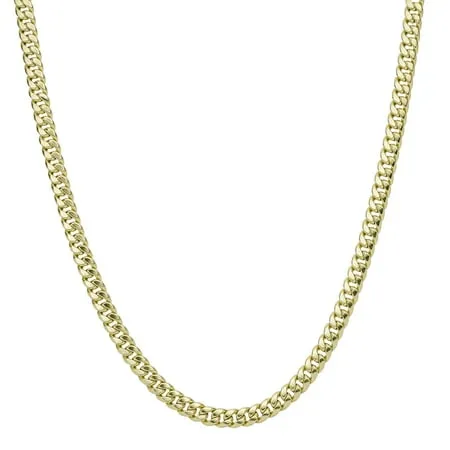 14K Yellow Gold 6MM Hollow Miami Cuban Chain Necklaces Box Lock Real 14K Gold Next Level Jewelry