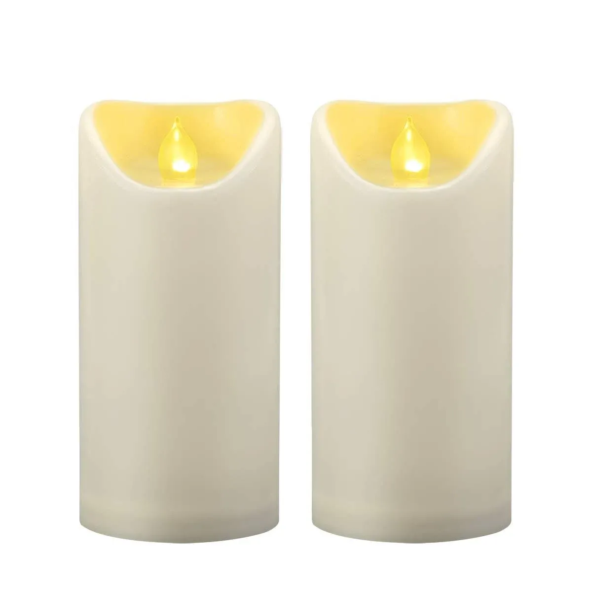 Candle Idea 2pcs 3"x6" Waterproof Outdoor Battery Operated Flameless LED Pillar ...