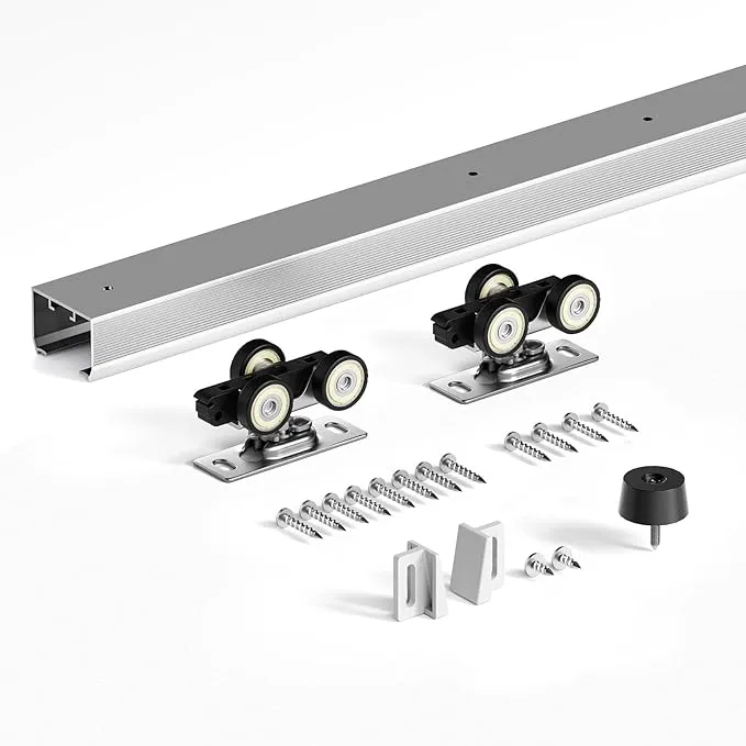 6FT Commercial Grade Sliding Pocket Door Hardware Track Kit,Top Mount,Heavy Duty,Smoothly and Quite,Easy to Install,Aluminum(Door is not Included)