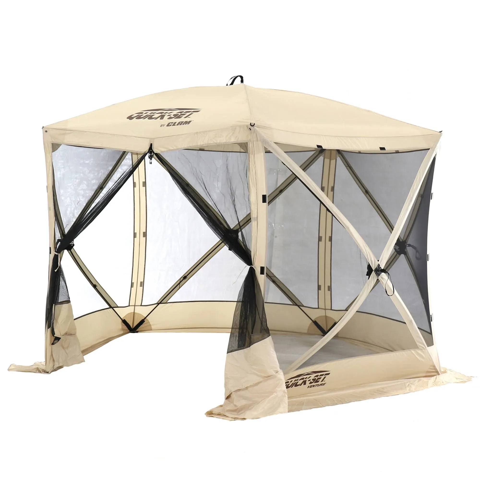 Quick-Set Venture Portable Outdoor Gazebo Canopy Shelter Screen Tent, Beige