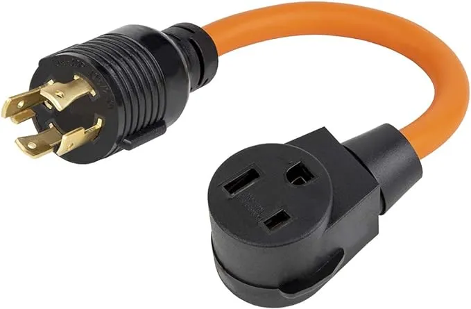 1.5-Feet Nema L14-30P to 6-50R Adapter Cable 125/250V Heavy Duty STW 10AWG 6-50 Welder Adapter, 30A Generator L14-30P to Welder 6-50R 50A Lock in 30Amp to 50Amp Welder