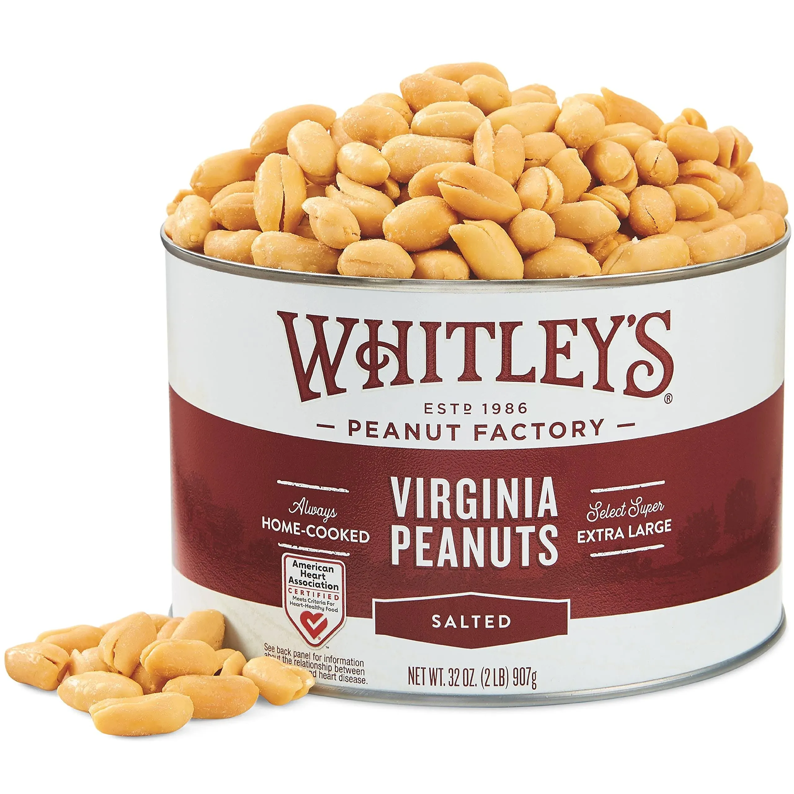 Whitleys Salted Virginia Peanuts Super Extra Large 'Home Cooked' Virginia Peanuts (32 Ounce Tin)