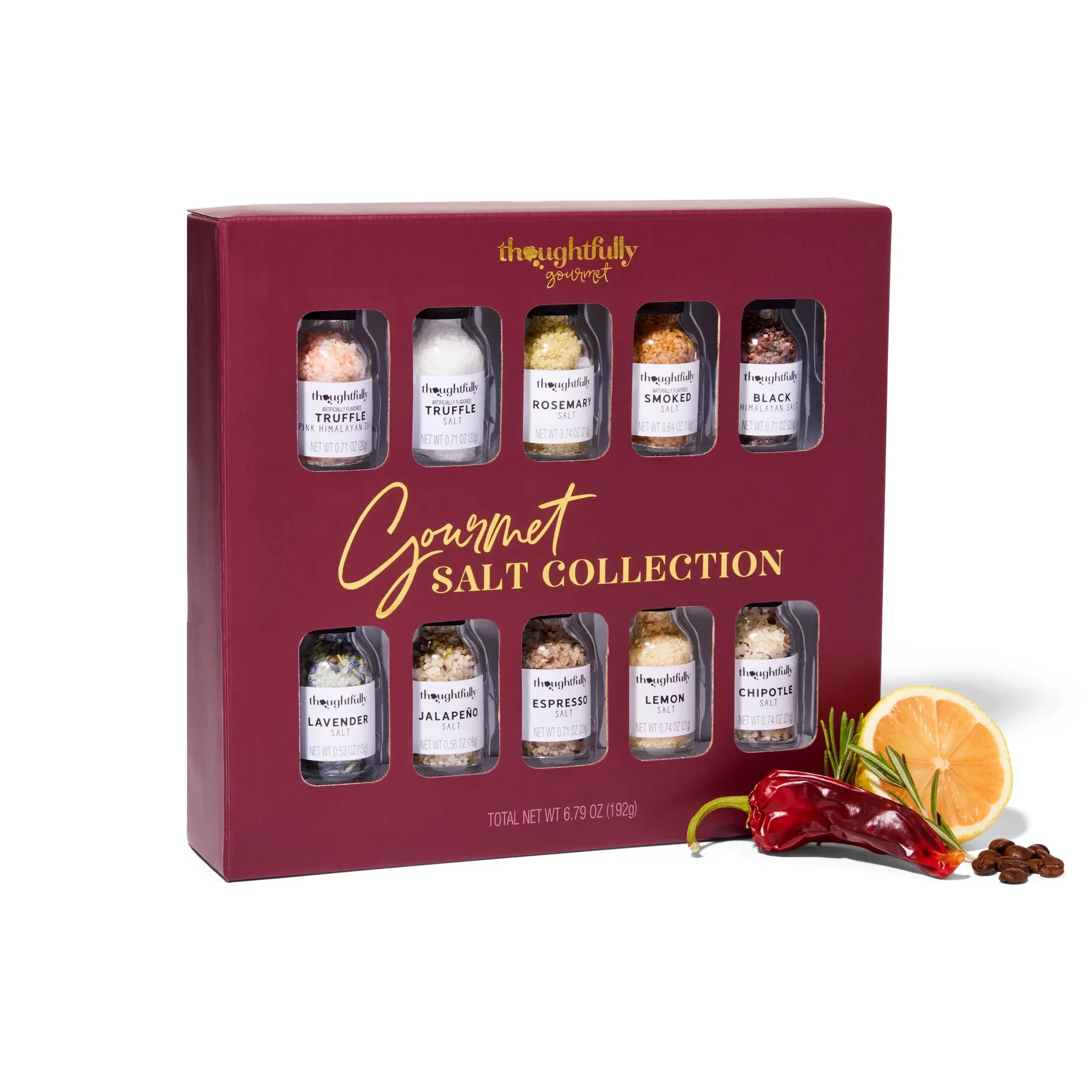 Thoughtfully Gourmet, Gourmet Cooking Salt Sampler Gift Set, Set of 10