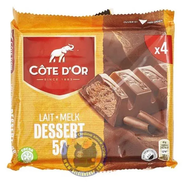 Côte d&#039;Or Belgian Chocolate | Milk Bar Praline Dessert 58 4-Pack | 6,3 Oz /180G