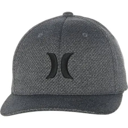 Hurley Men&#039;s Icon Texture Baseball Cap Gray - Stretch Fit L/XL