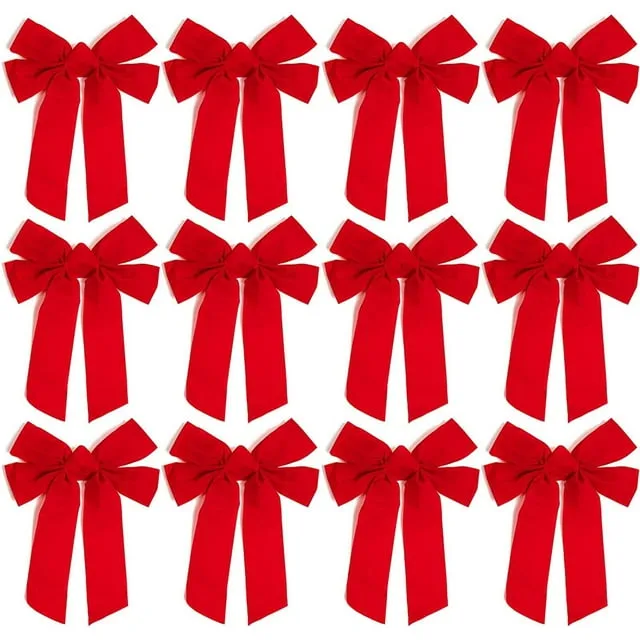 Okuna Outpost 12 Pack Red Velvet Christmas Ribbon Bows