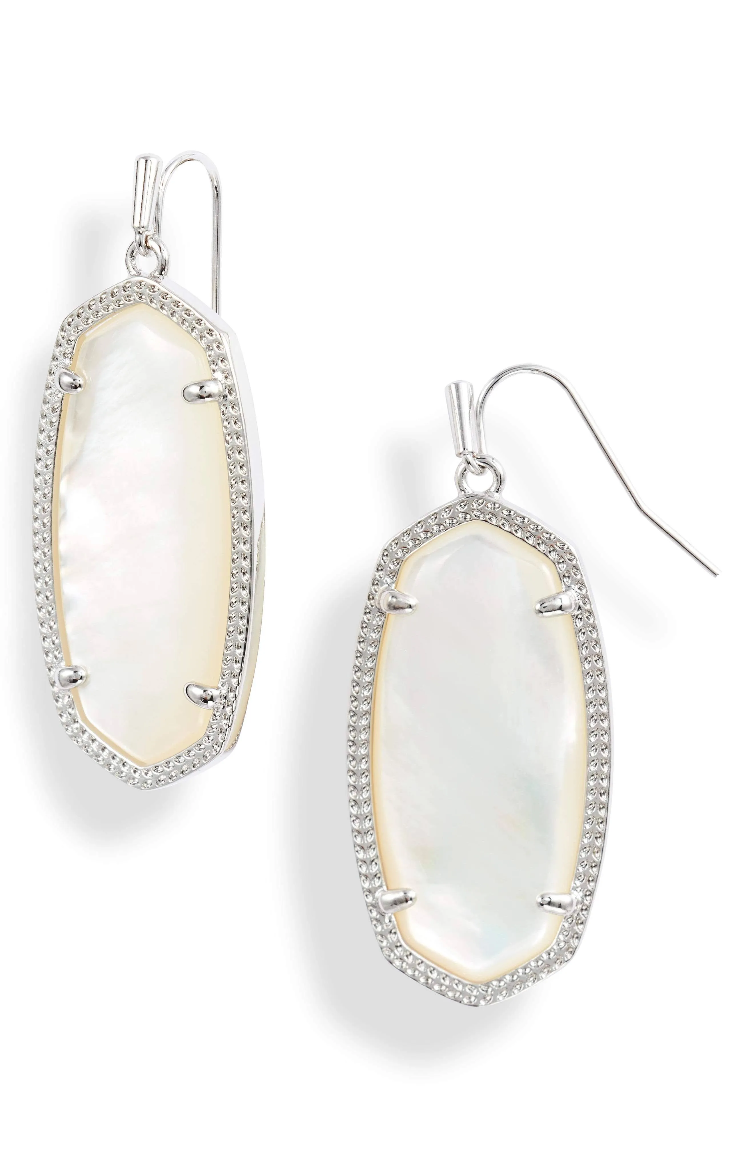 Kendra Scott Elle Drop Earrings - Silver Ivory Mother of Pearl