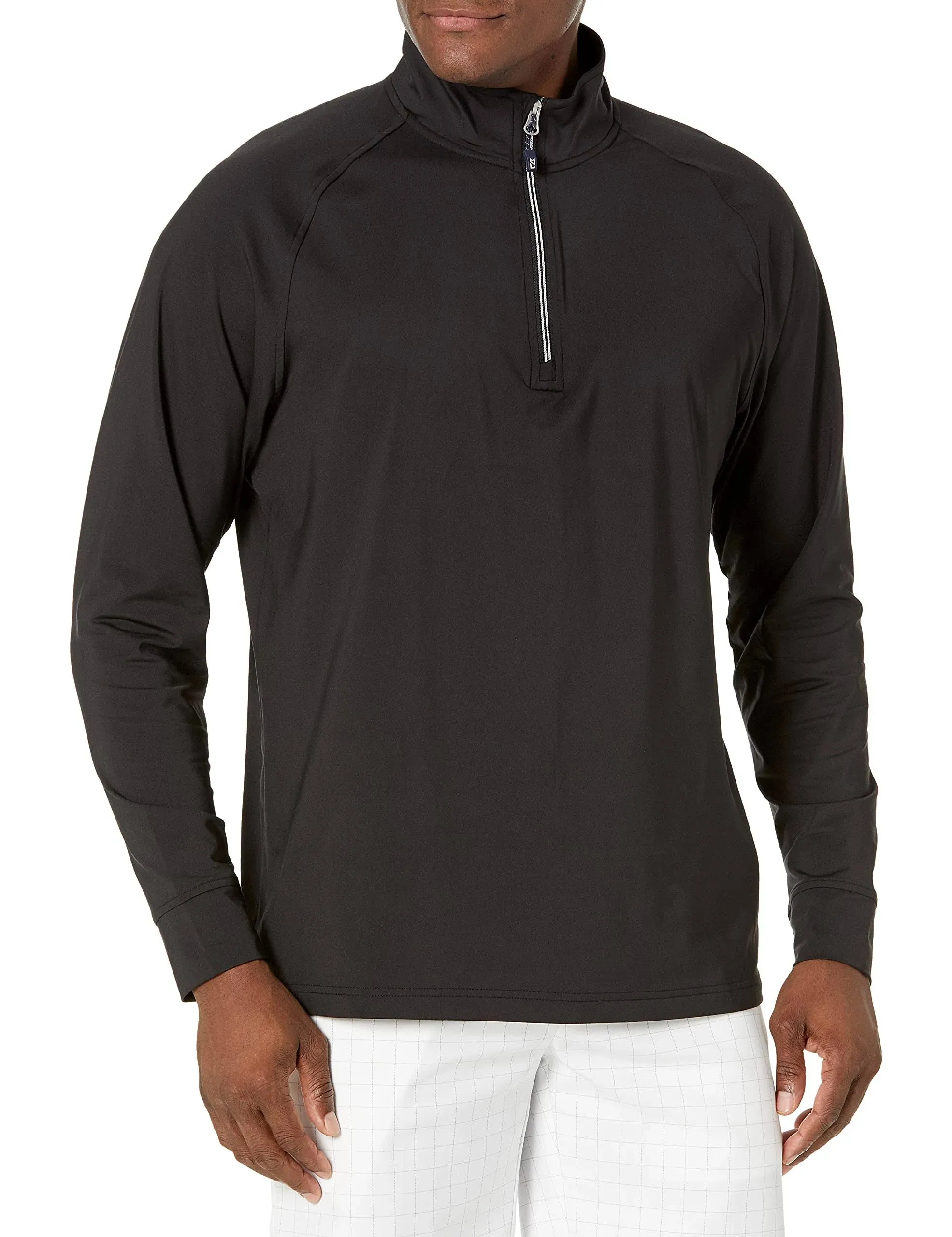 Cutter & Buck Men's Black Adapt Eco Knit Stretch Recycled Quarter Zip Pullover