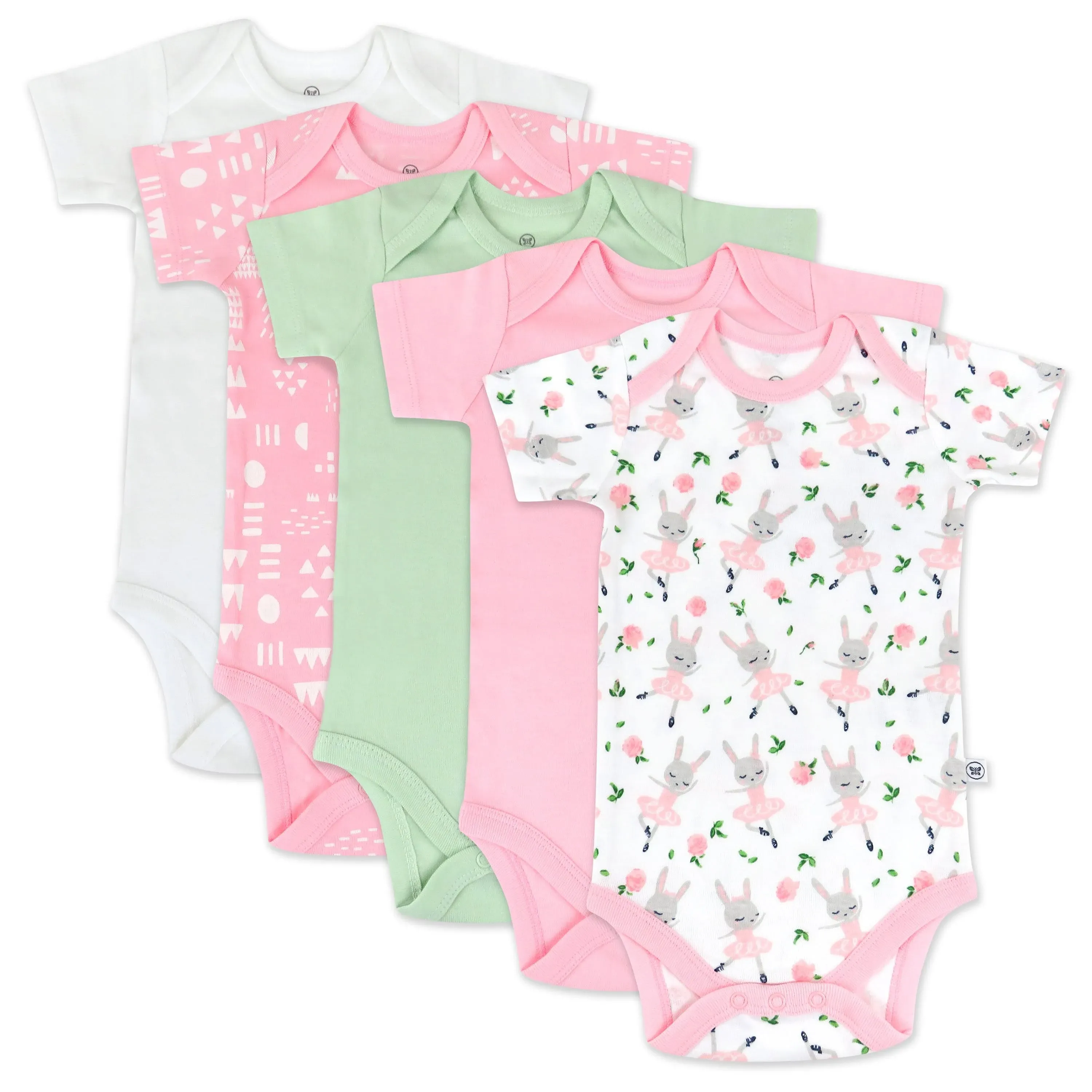 5-Pack Organic Cotton Short Sleeve Bodysuits Tutu Cute / NB