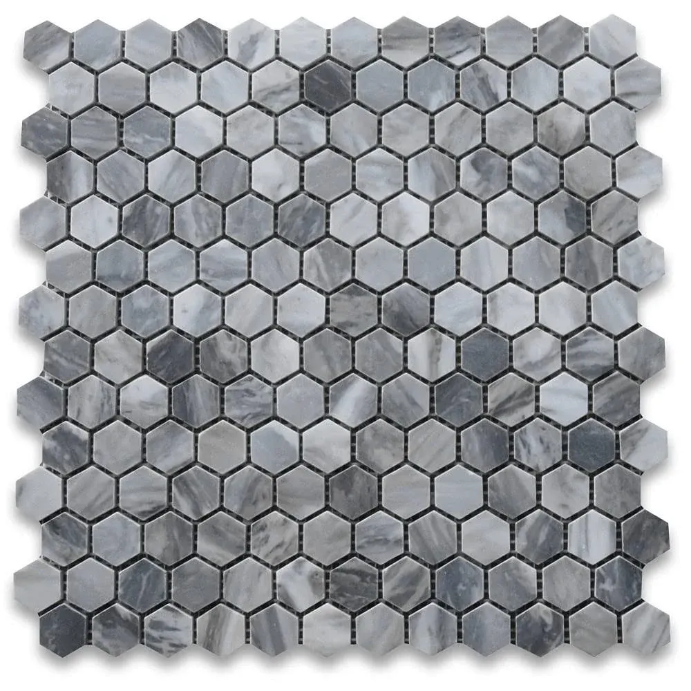 Bardiglio Gray Dark Grey Marble 1 inch Hexagon Mosaic Tile Honed, 1 sheet - Traditional - Mosaic Tile - by Stone Center Online | Houzz