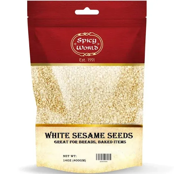 White Sesame Seeds 3lb Bag - Natural, Raw, Hulled - by Spicy World