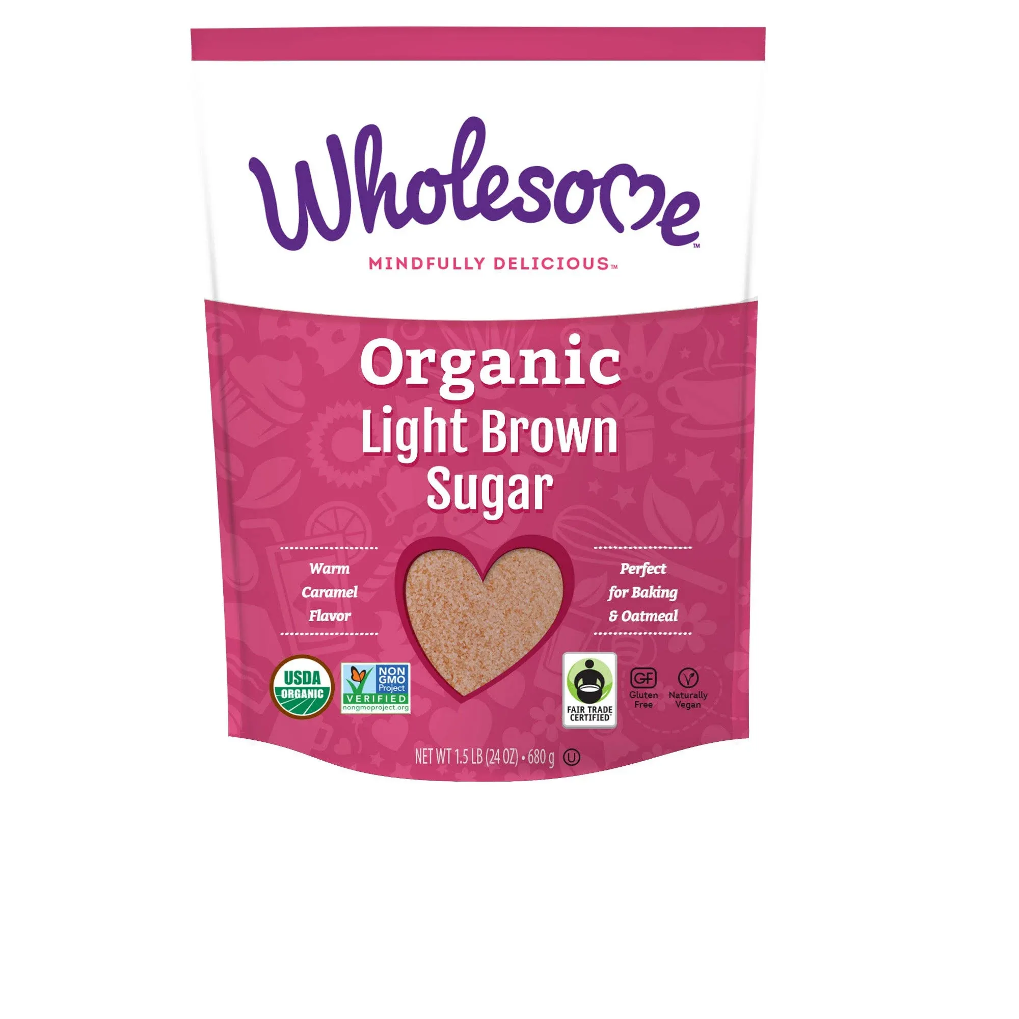 Wholesome Sweeteners Fair Trade Org Light Brown Sugar, 24 oz Pouches