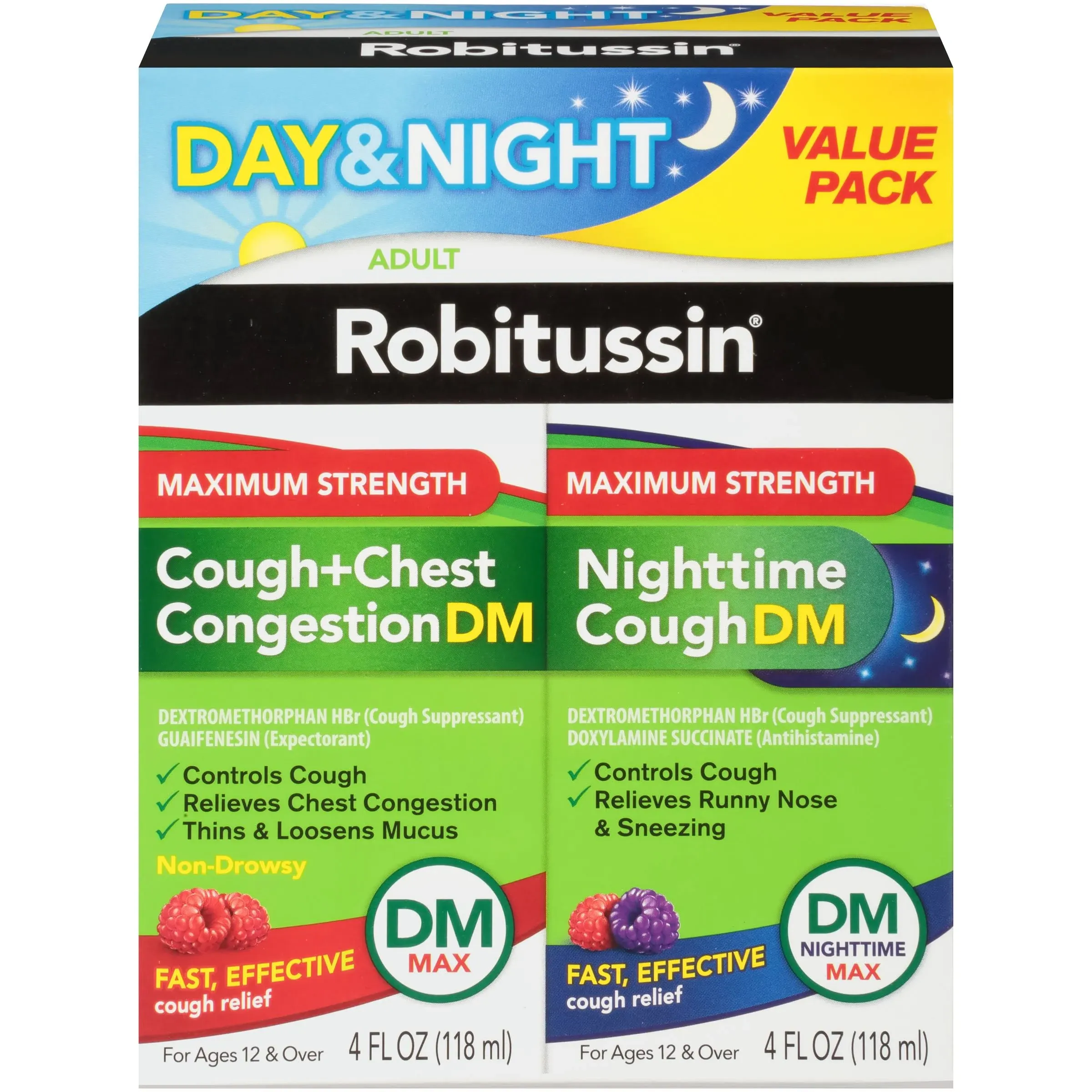 Robitussin Max Strength Cough + Chest Congestion DM & Nighttime Cough DM 8 oz