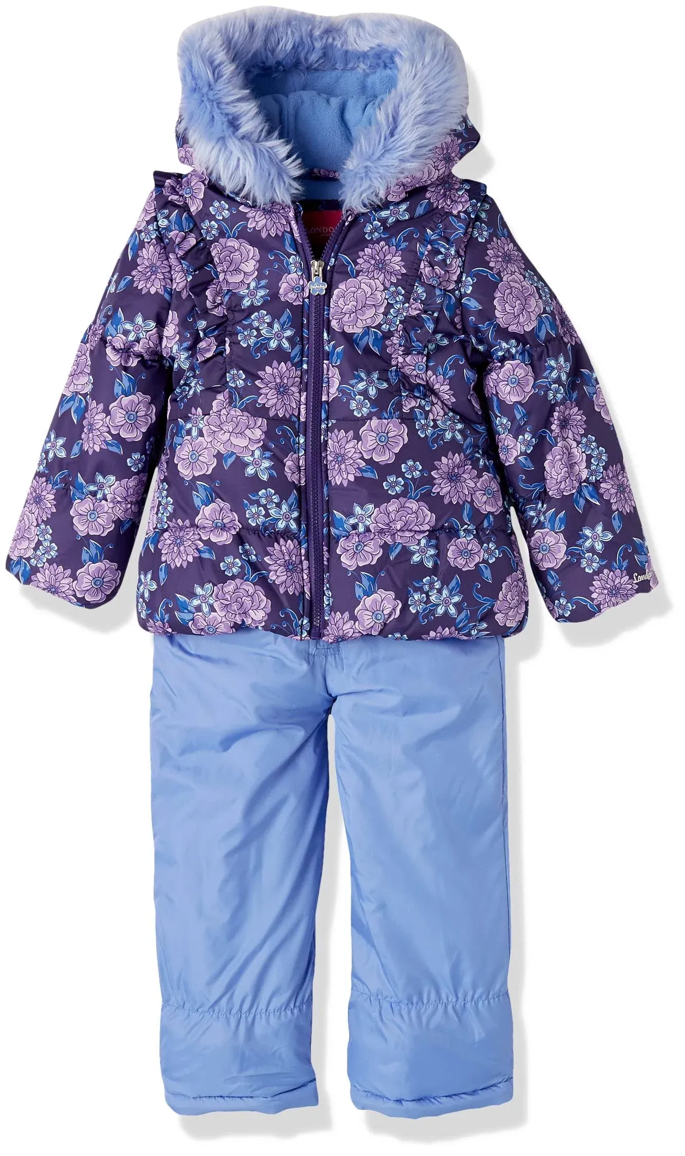 London Fog Girls Snowsuit with Snowbib and Puffer Jacket